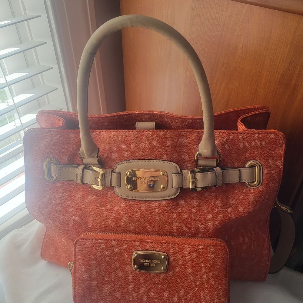 Michael Kors Coral Tote with Pouch